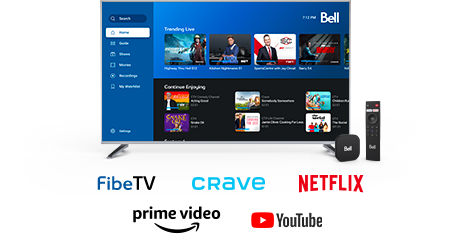 1) Fibe TV. 2) Crave. 3) Netflix. 4) prime video. 5) Youtube.