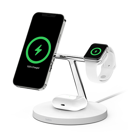 Image 2 of Belkin 3-in-1 wireless charger with MagSafe (white)