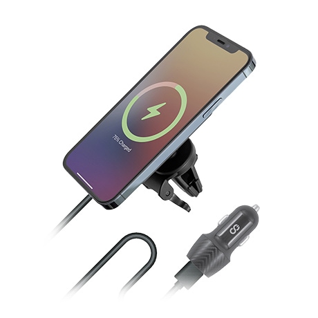 Image numéro 3 de Chargeur pour voiture avec support magnétique à fixer au système de ventilation LOGiiX