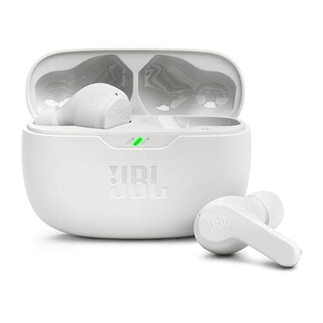 Image numéro 1 de Écouteurs-boutons sans fil Vibe Beam de JBL (blanc)