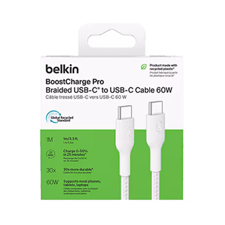 Câble BoostCharge USB-C vers USB-C (1 m, blanc) – Belkin