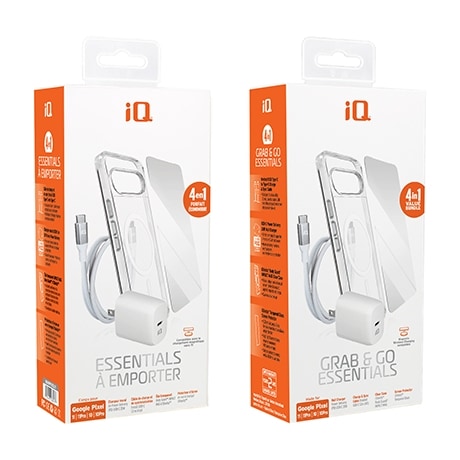 Trousse d’accessoires essentiels iQ (4 articles) pour Google Pixel 11/Pixel 11 Pro
