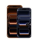 iPhone 17 Pro Max, face avant, orange cosmique, iPhone 17 Pro, face avant, bleu foncé