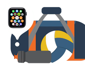 Illustration of misplaced Apple Watch found in gym bag using Find My app