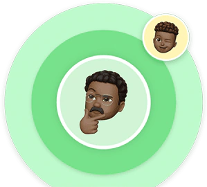 Illustration of a dad holding his chin, thinking, with a smaller bubble showing his winking son