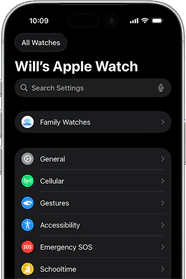 Kid's Apple account screen