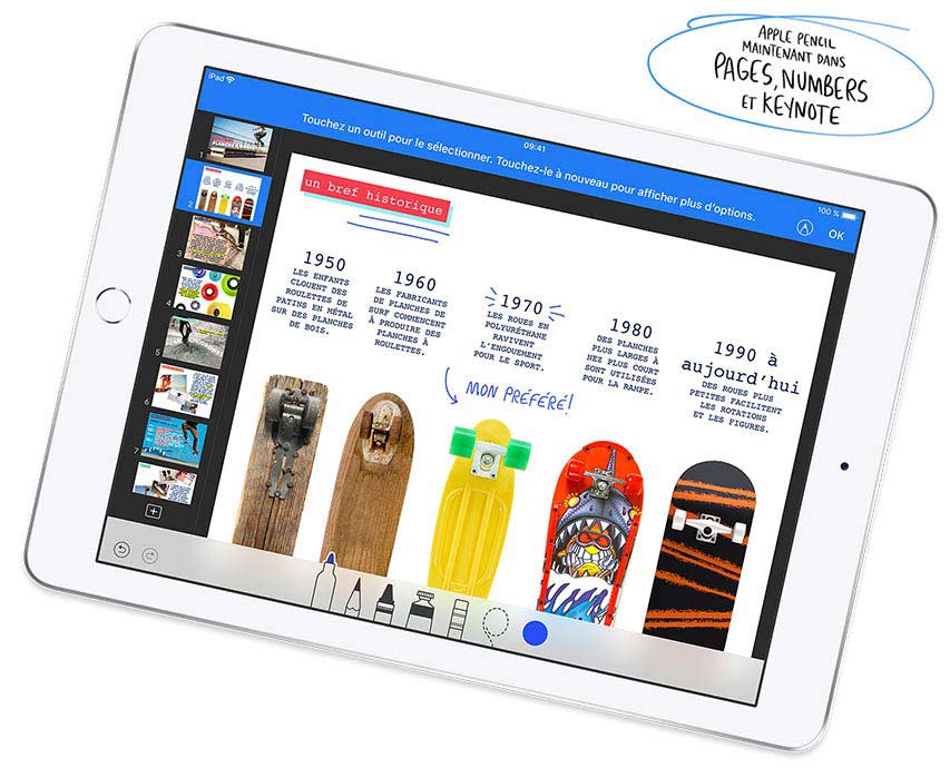 Apple Pencil, maintenant dans Pages, Numbers et Keynote