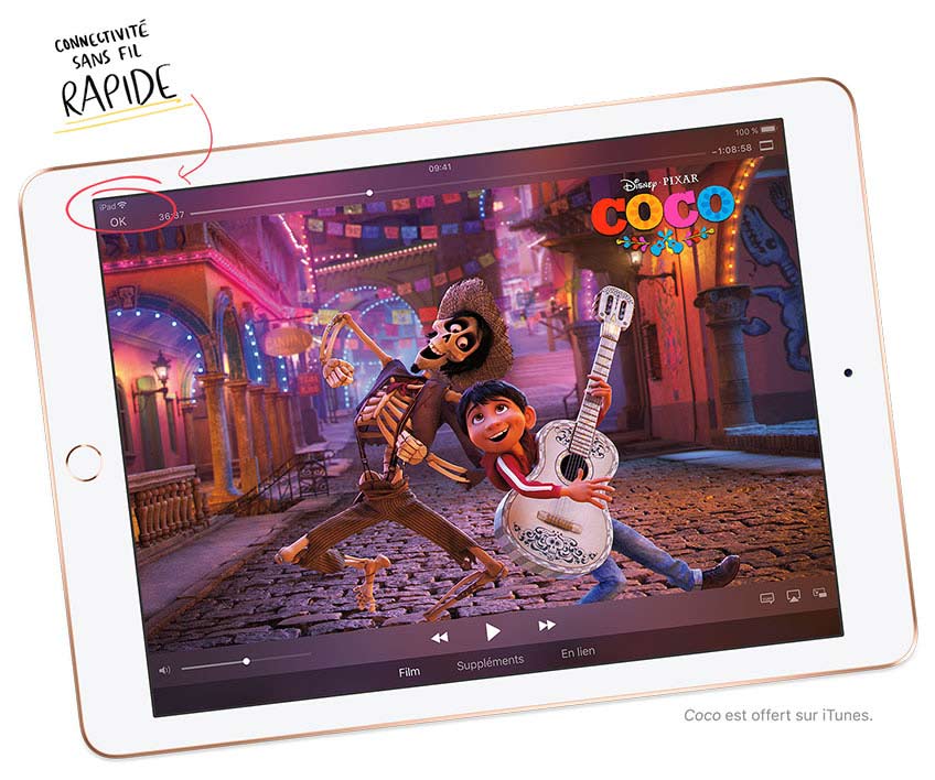 Connectivité sans fil rapide. Coco est offert sur iTunes.