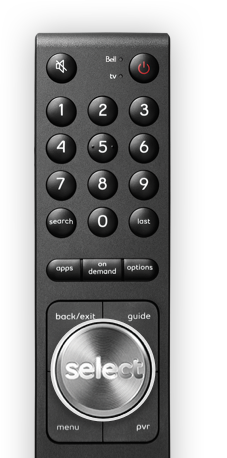 Step 3: Press the center of the select button, the large disc at the bottom of the remote.