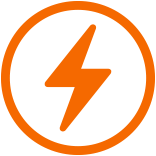 Icône d’éclair orange dans un cercle orange, représentant l’autonomie