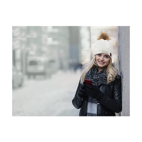 Bluetooth stereo hat with pom-pom (cream)