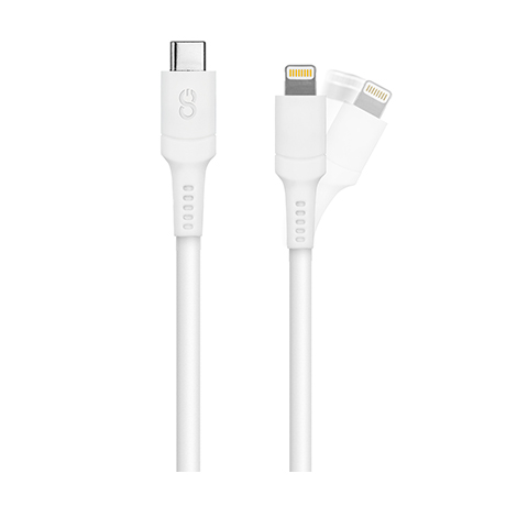 Image numéro 1 de Câble anticontraintes LOGiiX Sync & Charge USB-C à Lightning (blanc)