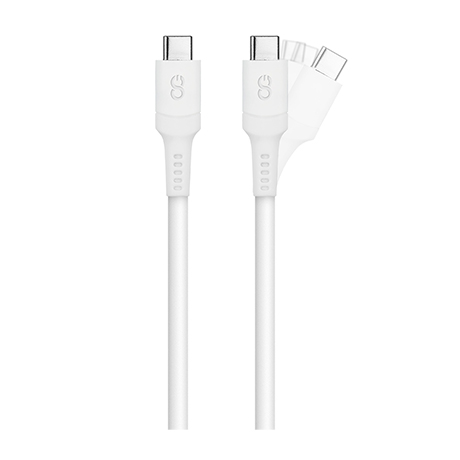 Câble anticontraintes LOGiiX Sync & Charge USB-C à USB-C (blanc)