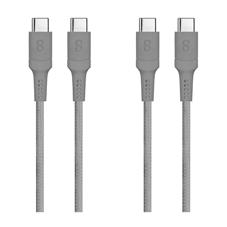 Image numéro 1 de Câble tressé LOGiiX Piston Connect USB-C à USB-C, ensemble de 2 (gris)