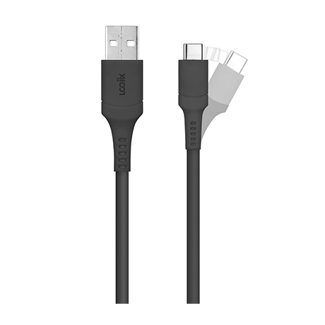 Câble anticontraintes LOGiiX Sync & Charge USB-A à USB-C (noir)