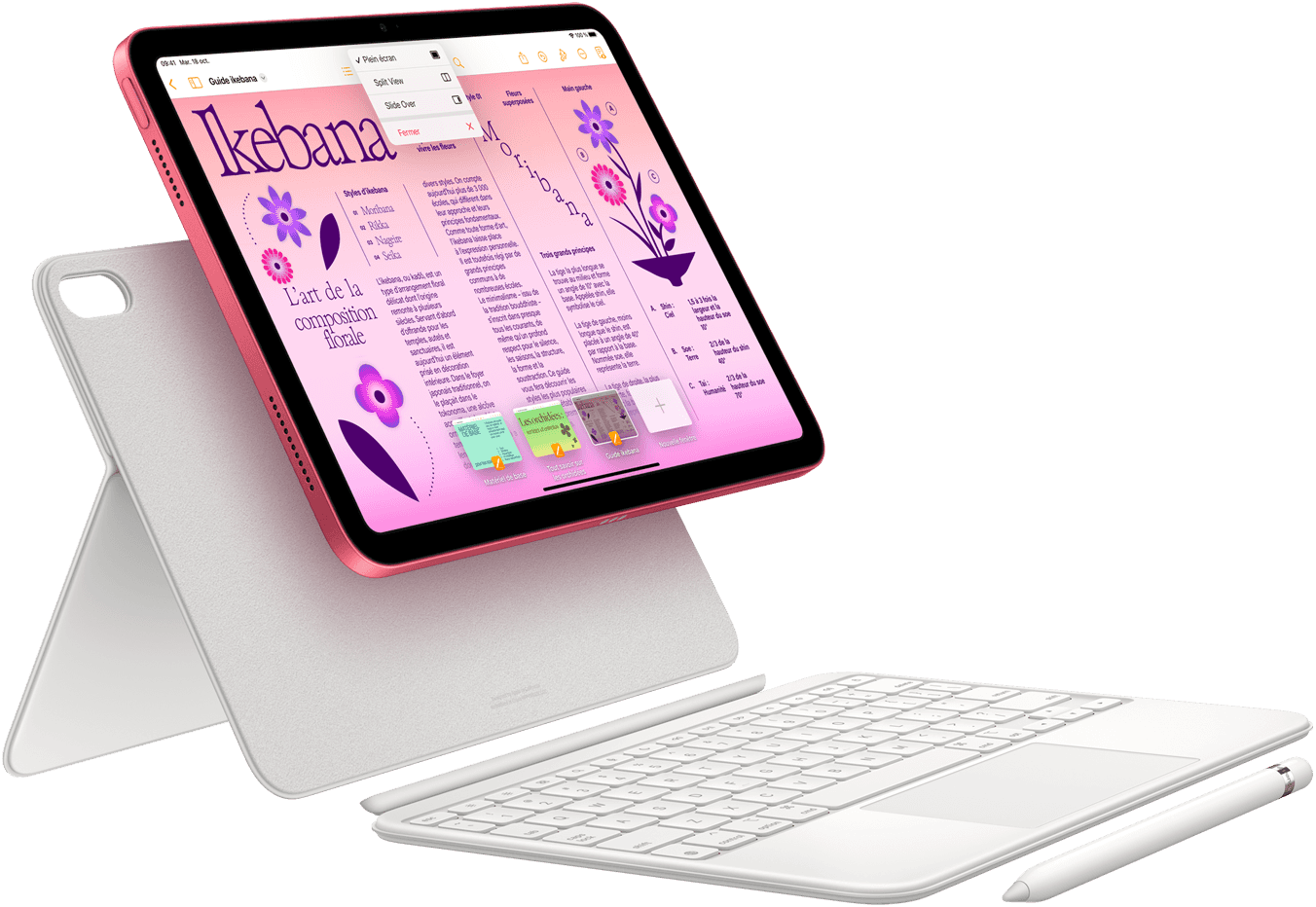 Image montrant un iPad, un Magic Keyboard Folio et un Apple Pencil.